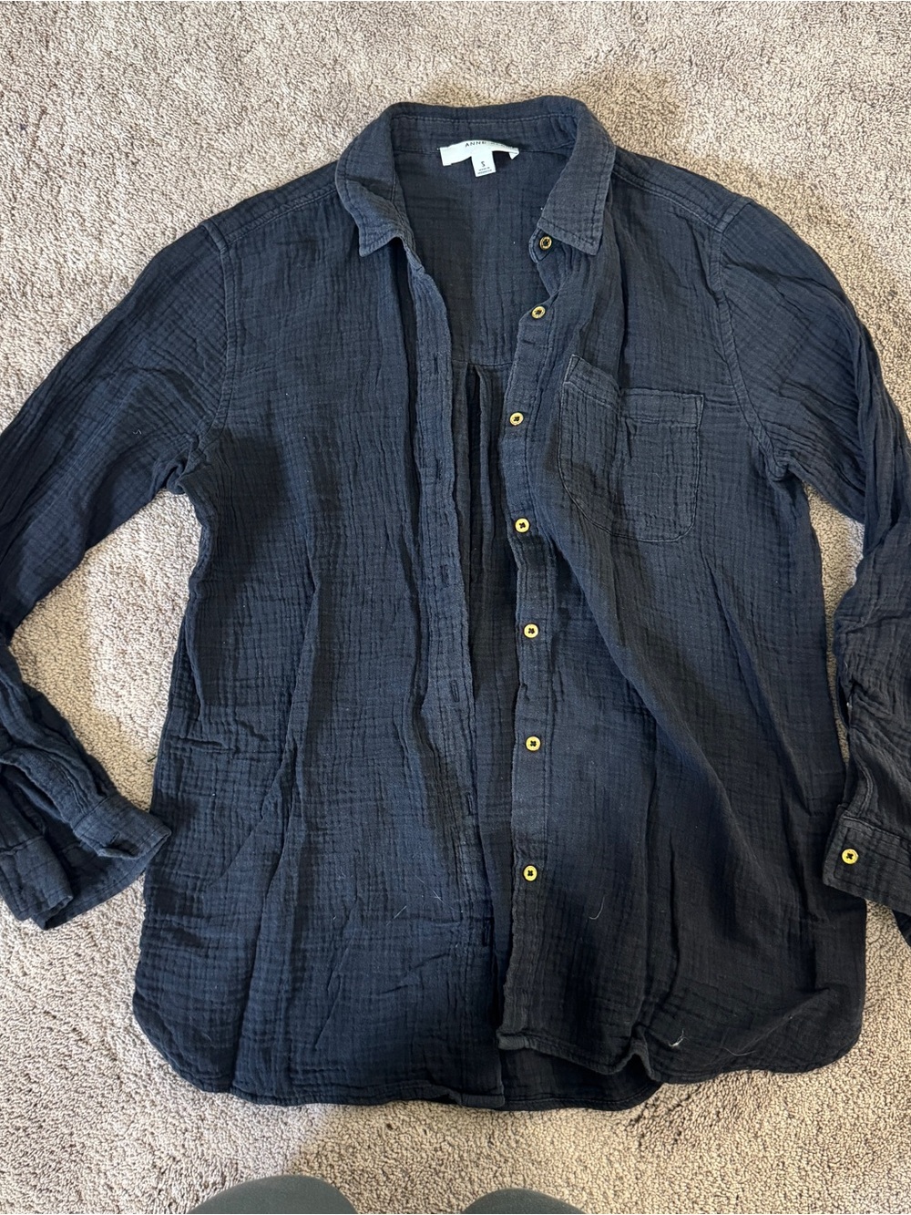 Anne Klein Charcoal Gauze Button-Up Shirt